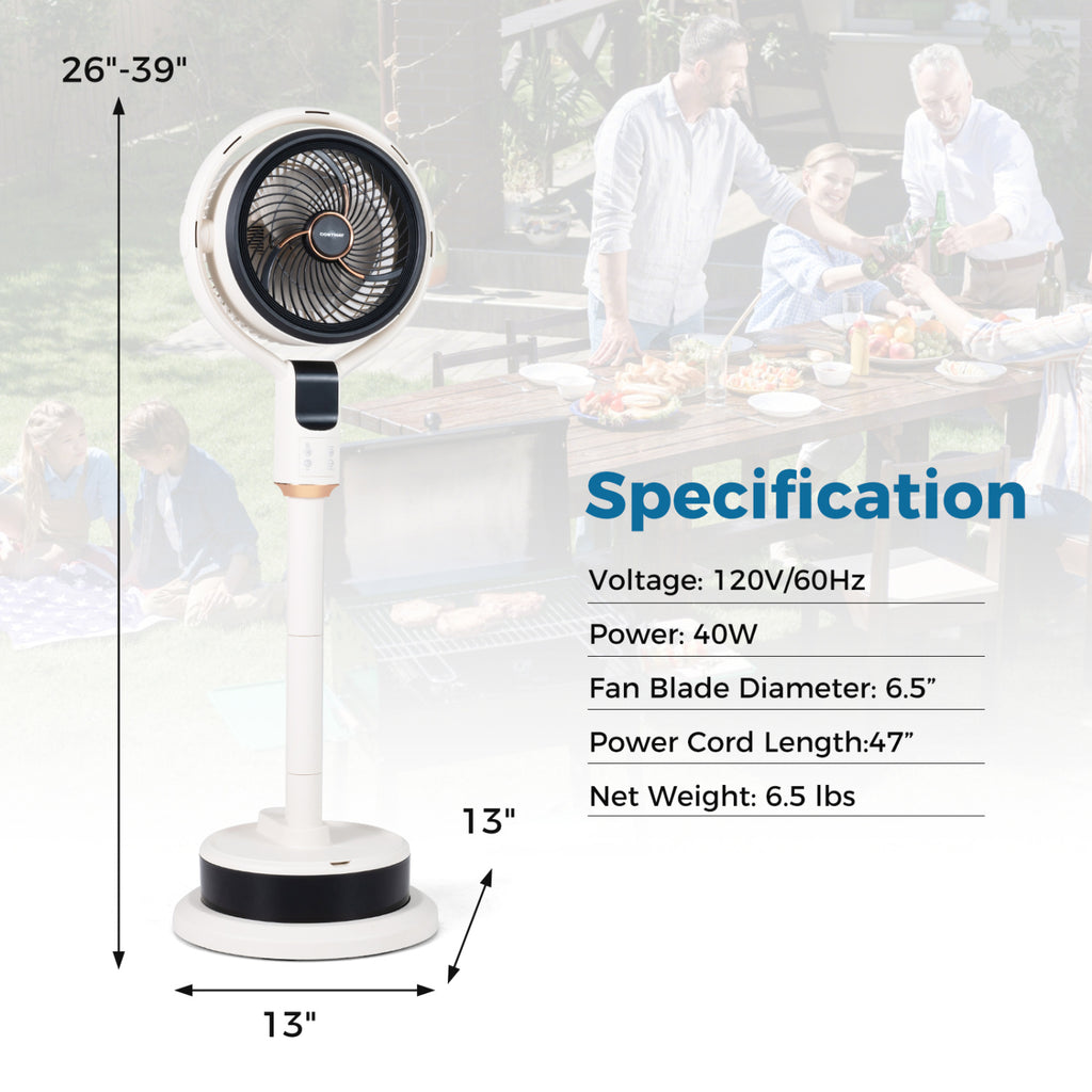 Misting Pedestal Fan Air Circulator with 90° Auto Oscillation Floor Standing Fan with 8 Speeds-White