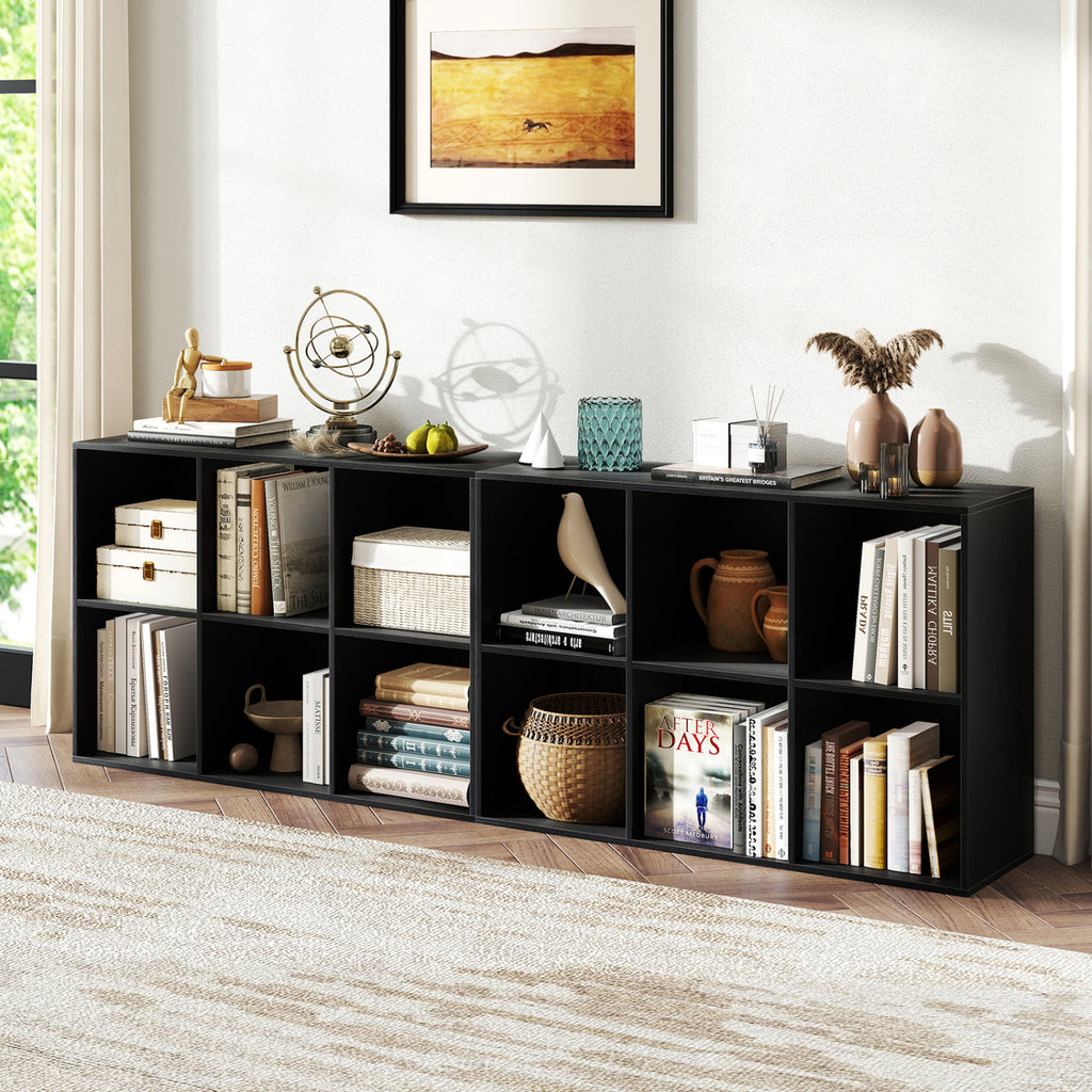 Modern 6-Cube Bookcase with Anti-tipping Kits for Bedroom Living Room-Black
