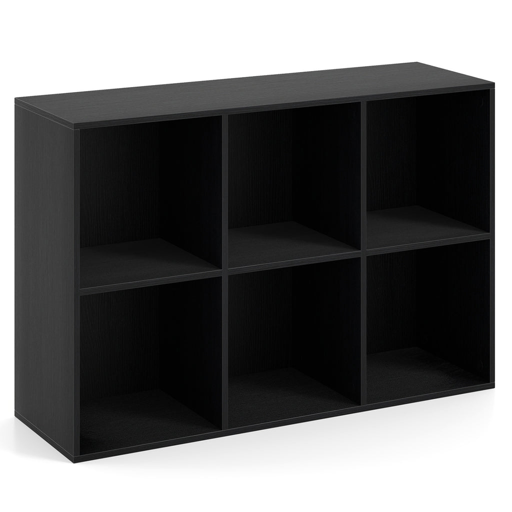 Modern 6-Cube Bookcase with Anti-tipping Kits for Bedroom Living Room-Black