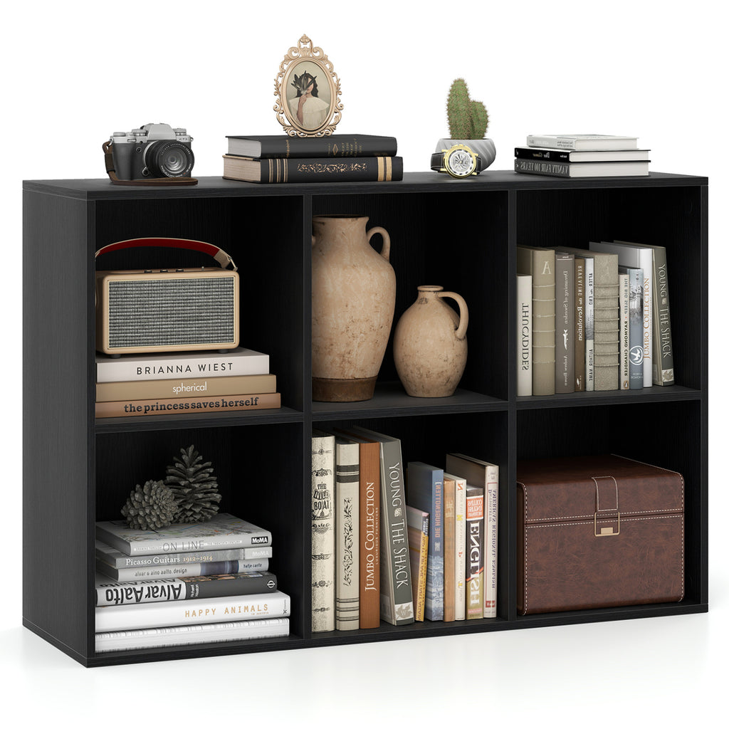 Modern 6-Cube Bookcase with Anti-tipping Kits for Bedroom Living Room-Black