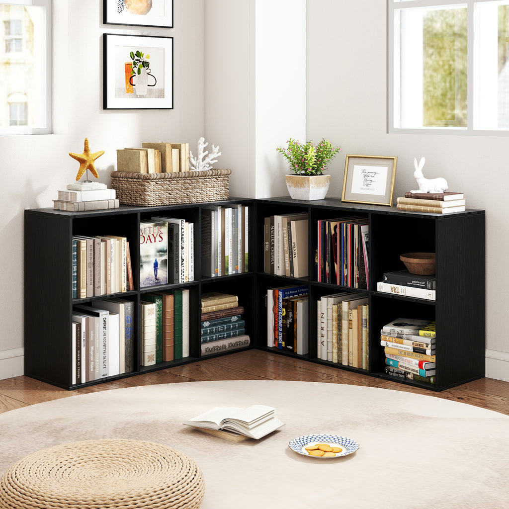 Modern 6-Cube Bookcase with Anti-tipping Kits for Bedroom Living Room-Black
