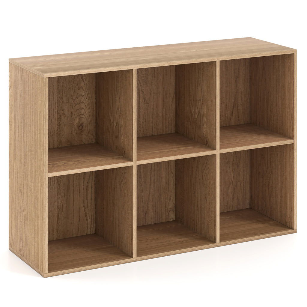 Modern 6-Cube Bookcase with Anti-tipping Kits for Bedroom Living Room-Natural