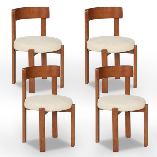 Modern Dining Chairs Set of 4 with Solid Rubber Wood Legs-Brown
