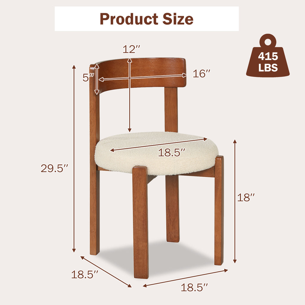 Modern Dining Chairs Set of 4 with Solid Rubber Wood Legs-Brown