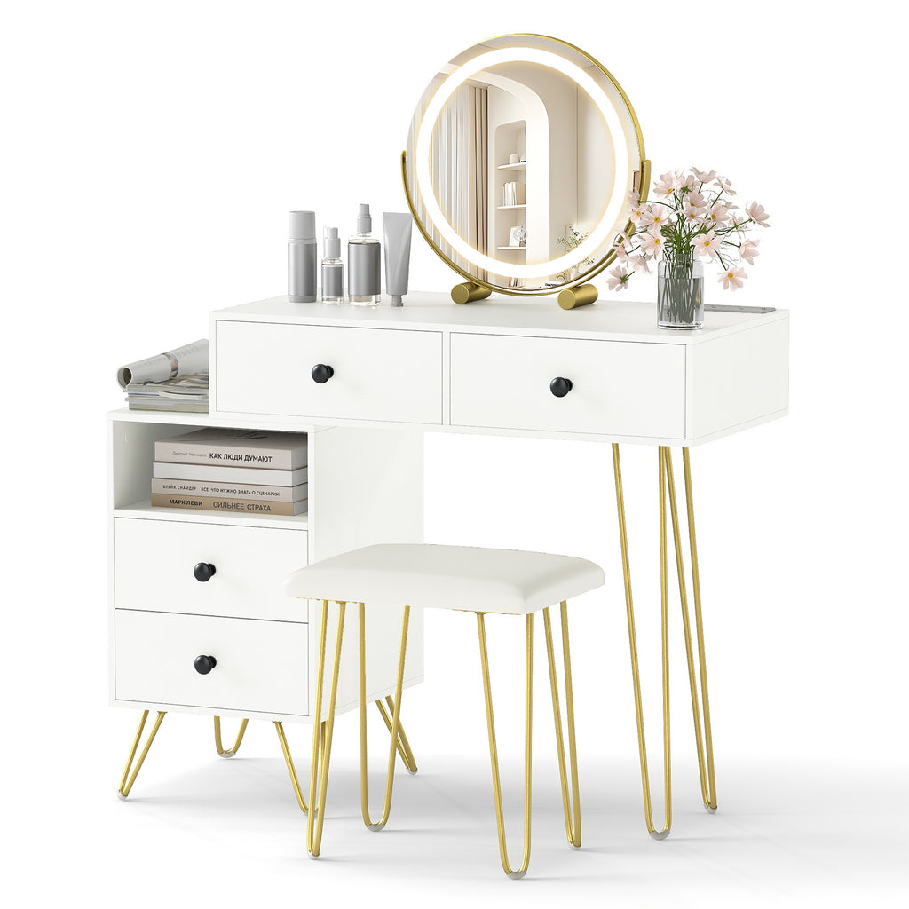 Modern Dressing Table with Storage Cabinet-Off white