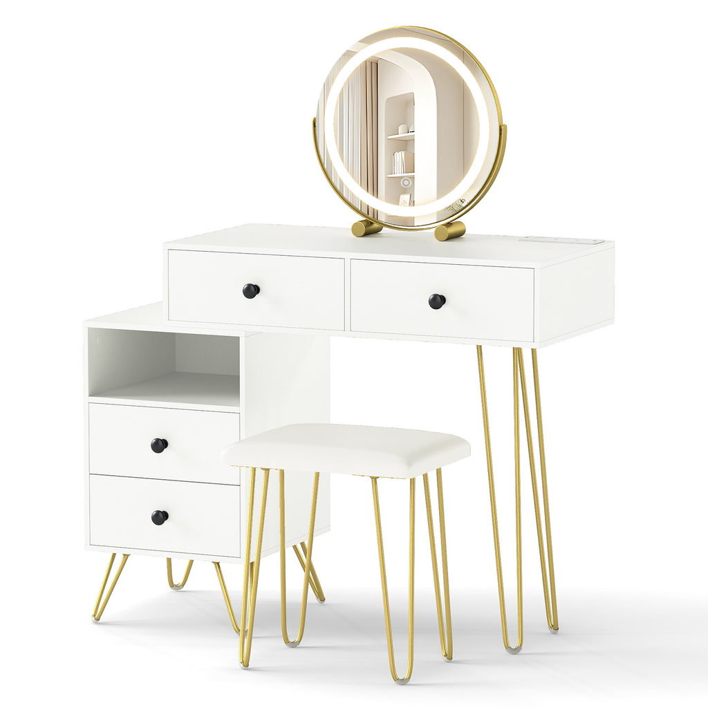 Modern Dressing Table with Storage Cabinet-Off white