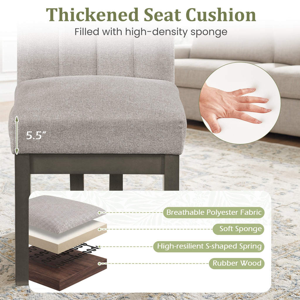 Modern Farmhouse Fabric Dining Chairs Set of 2 with 5.5" Thickened Padded Seat-Gray