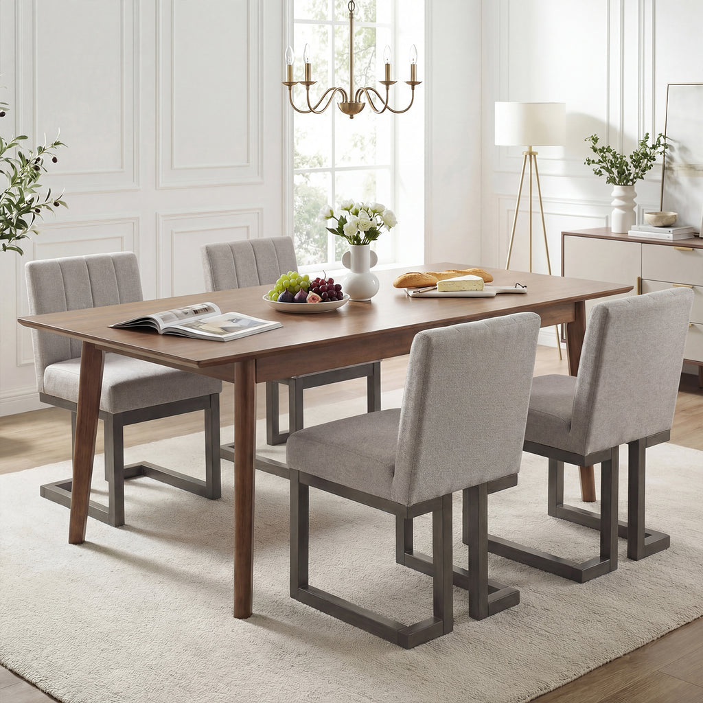 Modern Farmhouse Fabric Dining Chairs Set of 4 with 5.5" Thickened Padded Seat-Gray