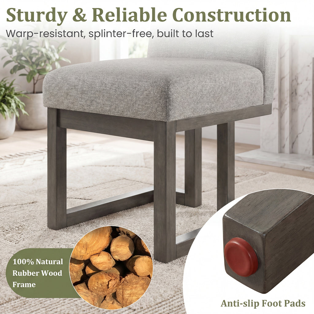 Modern Farmhouse Fabric Dining Chairs Set of 4 with 5.5" Thickened Padded Seat-Gray