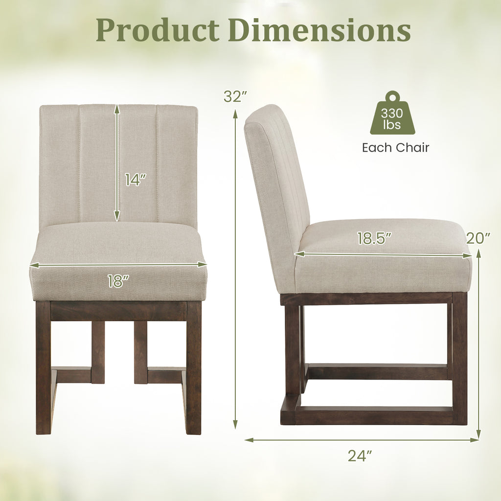 Modern Farmhouse Fabric Dining Chairs Set of 4 with 5.5" Thickened Padded Seat-Walnut