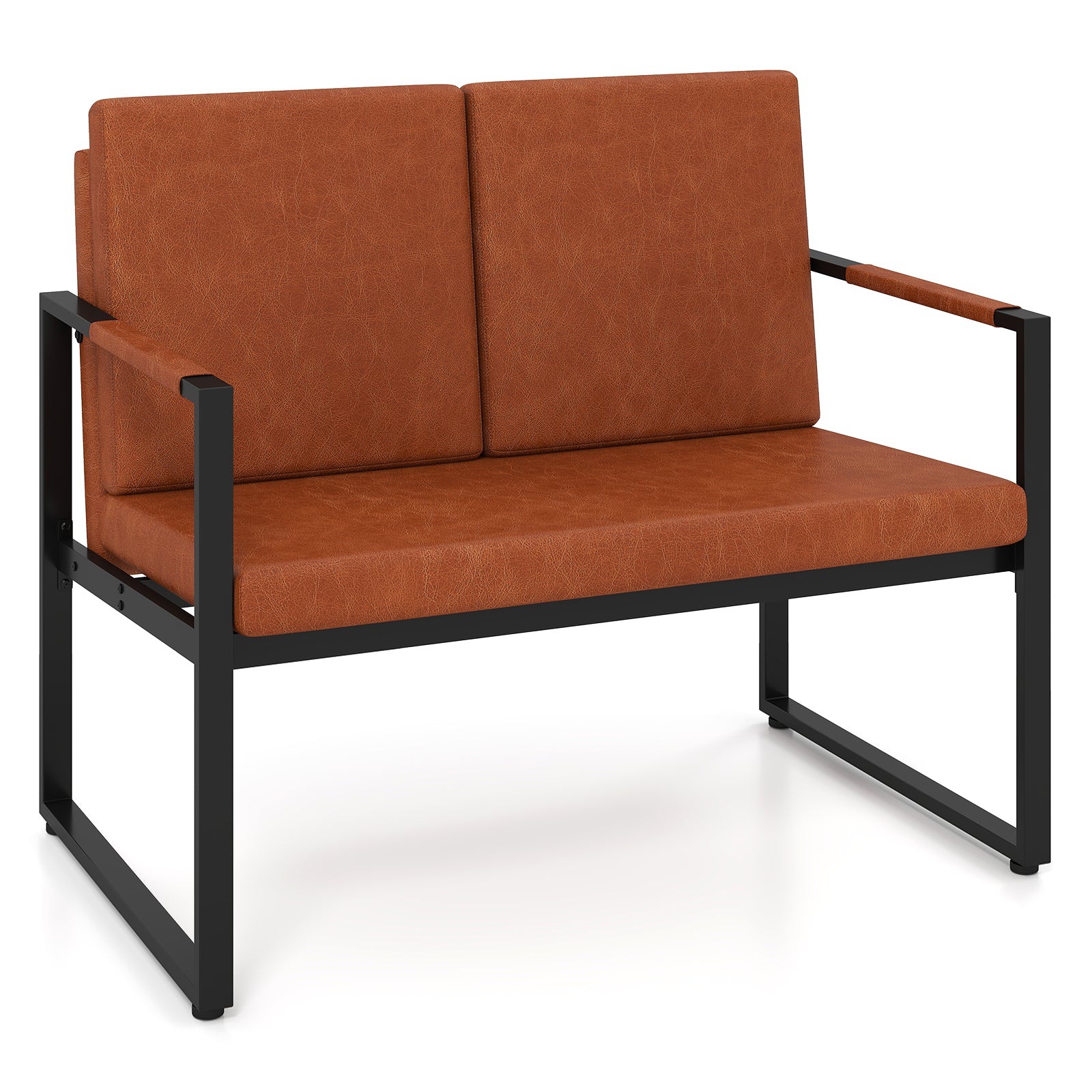 Modern Loveseat Sofa 2 Seater Small Couch-Brown