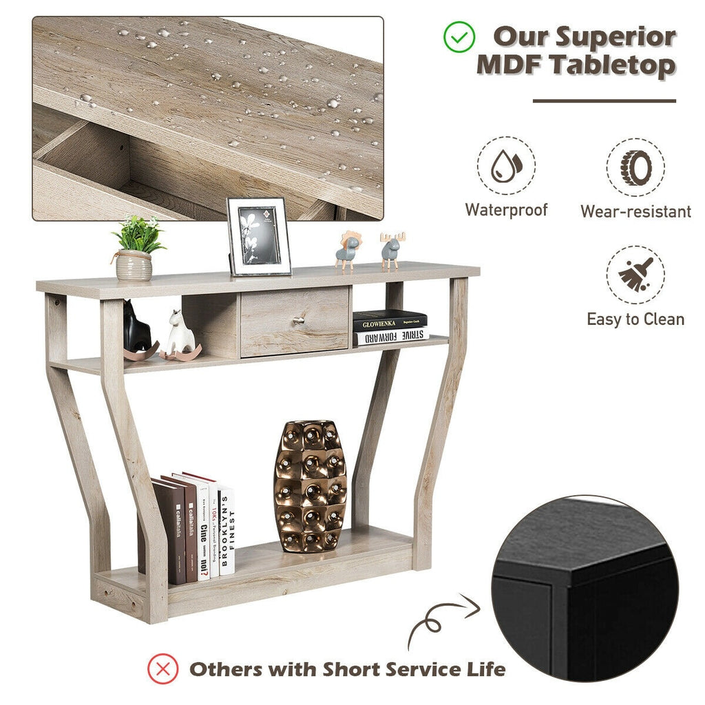 Table d'appoint de canapé moderne avec tiroir-Gris