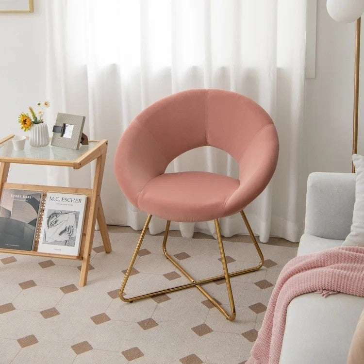 Modern Velvet Accent Chair Vanity Chair with Metal Legs-1 Piece
