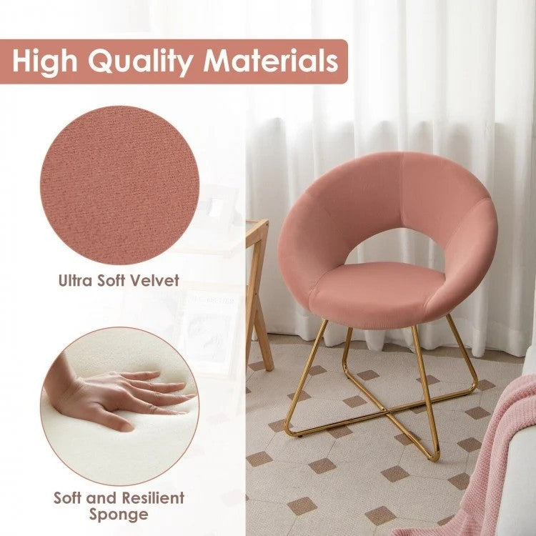 Modern Velvet Accent Chair Vanity Chair with Metal Legs-1 Piece