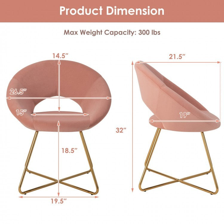 Modern Velvet Accent Chair Vanity Chair with Metal Legs-2 Pieces