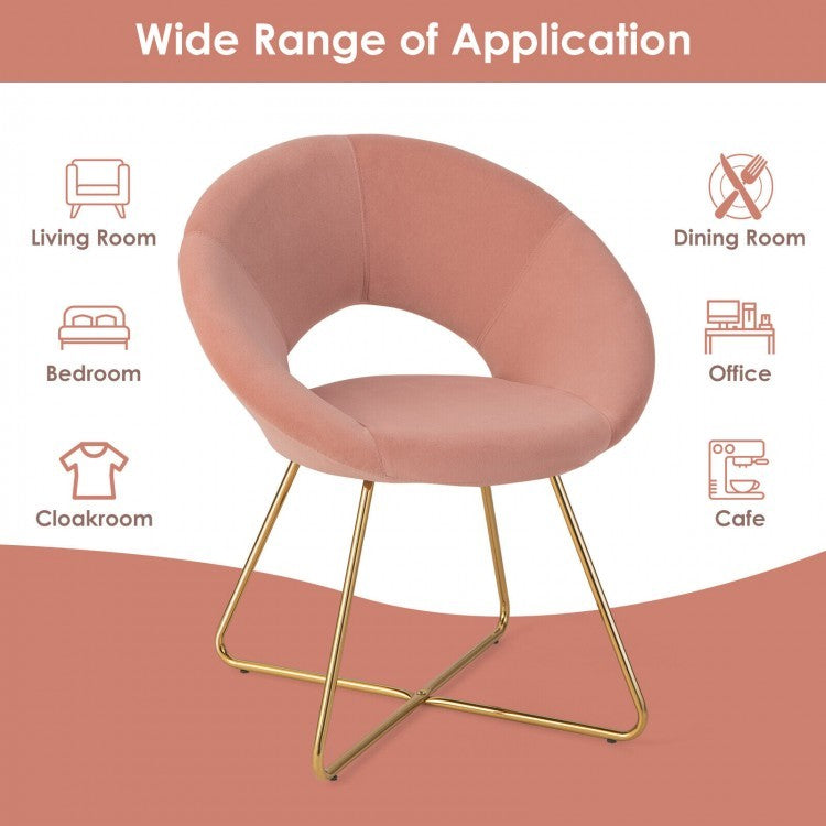 Modern Velvet Accent Chair Vanity Chair with Metal Legs-2 Pieces