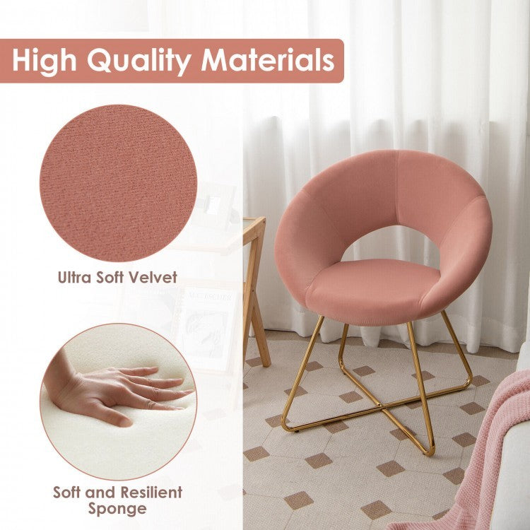 Modern Velvet Accent Chair Vanity Chair with Metal Legs-2 Pieces