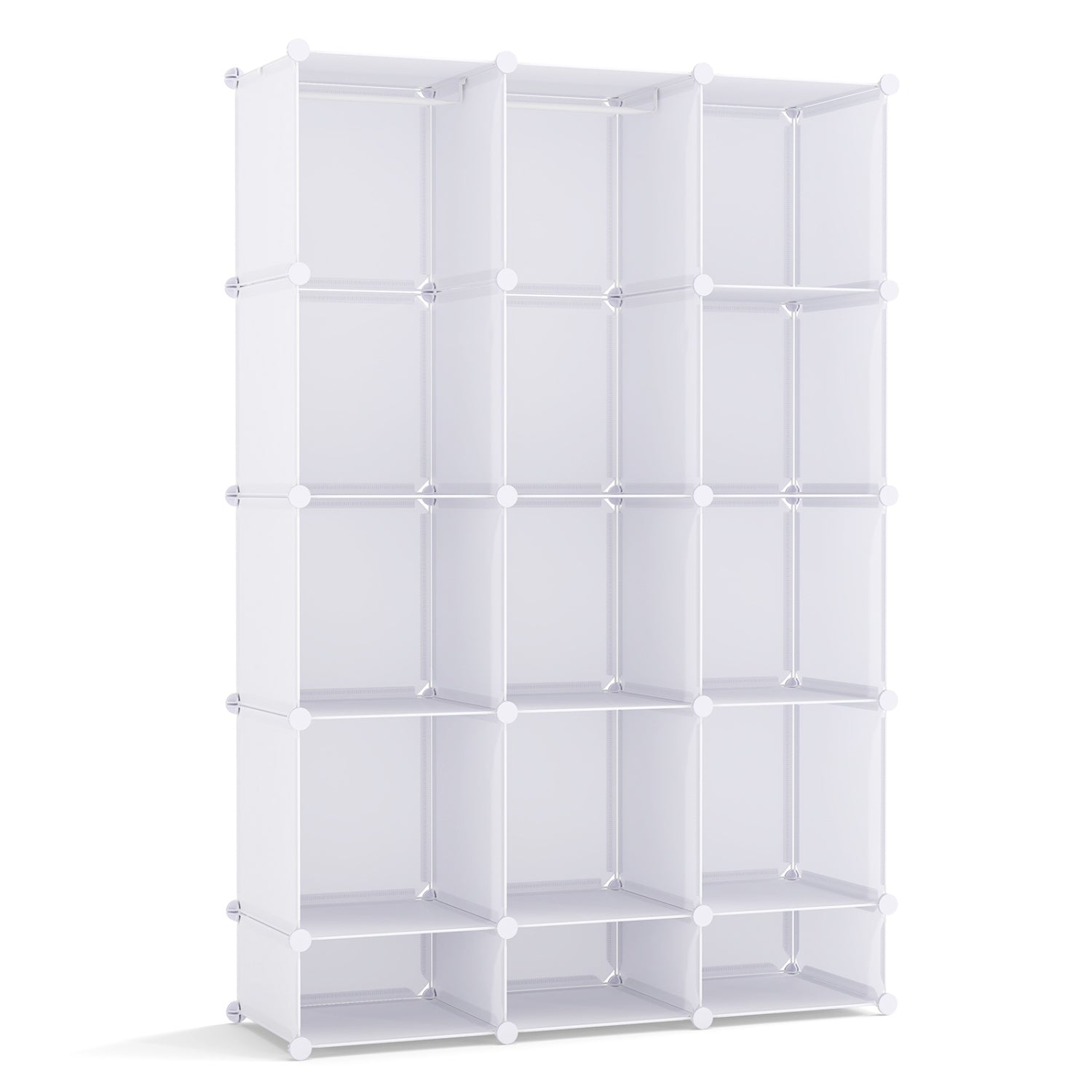 Modular Baby Wardrobe with 13 Cubes and Hanging Rod and Shelves Stackable-White