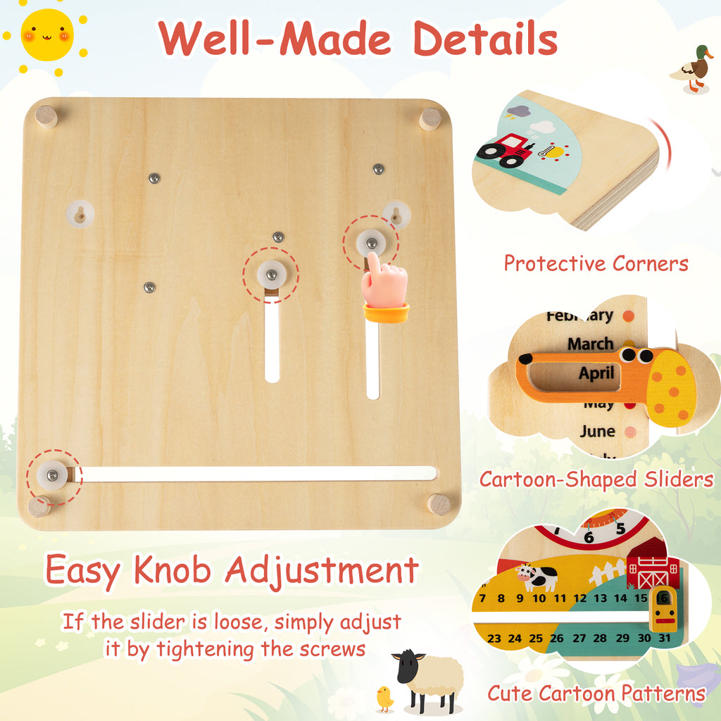 Montessori Wooden Toy for Toddlers Educational Learning Clock Toy About Season