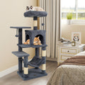 Multi-Level Cat Tower with 2-Door Condo and Padded Top Perch-Gray