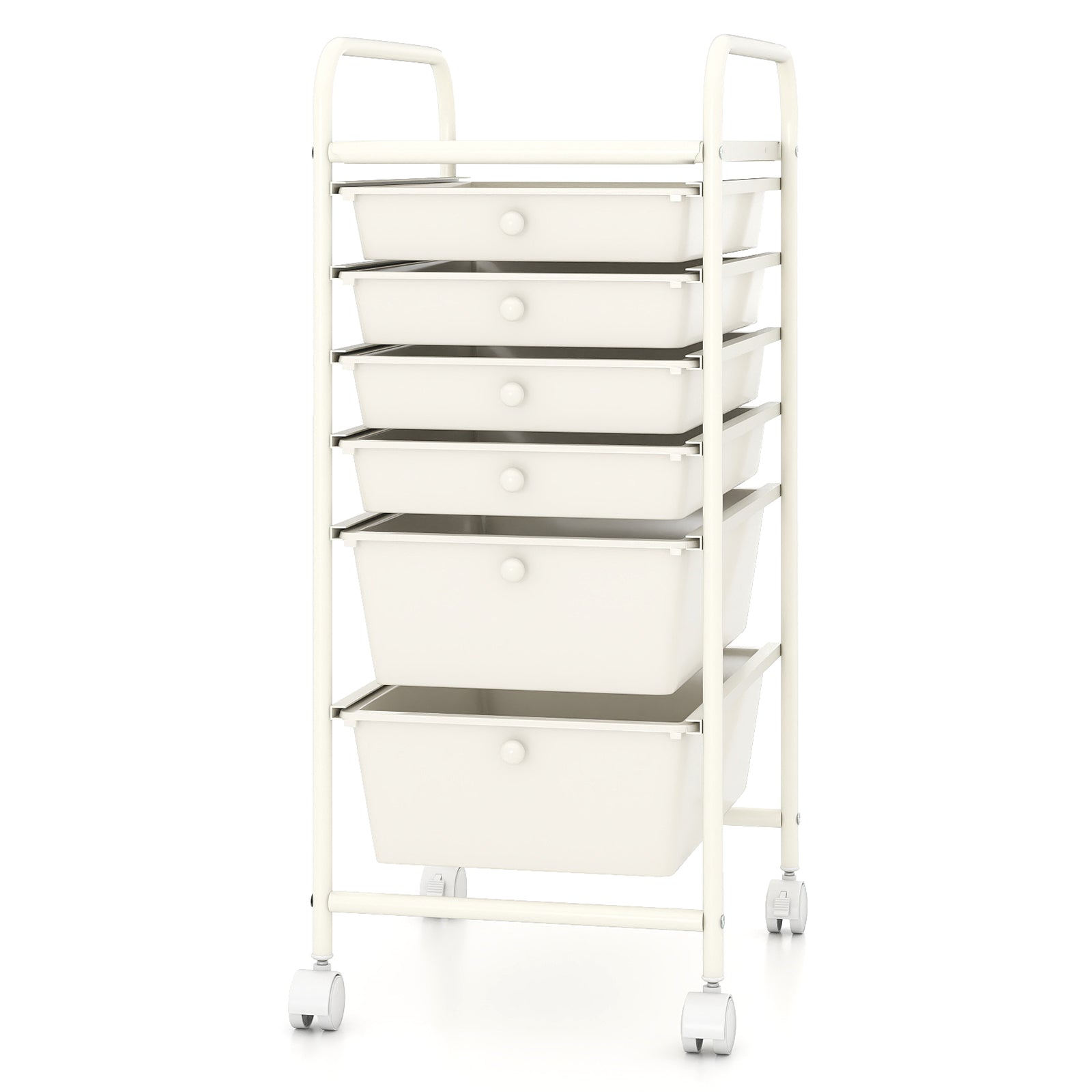 Multifunctional 6 Drawers Rolling Storage Cart Organizer-White