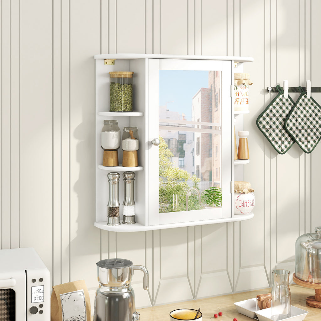 Multipurpose Mount Wall Mirror Bathroom Storage Cabinet-White