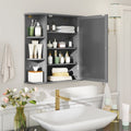 Multipurpose Mount Wall Surface Bathroom Storage Cabinet with Mirror-Gray