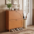 Narrow Shoe Cabinet with Adjustable and Removable Shelves for Entryway Foyer-Oak