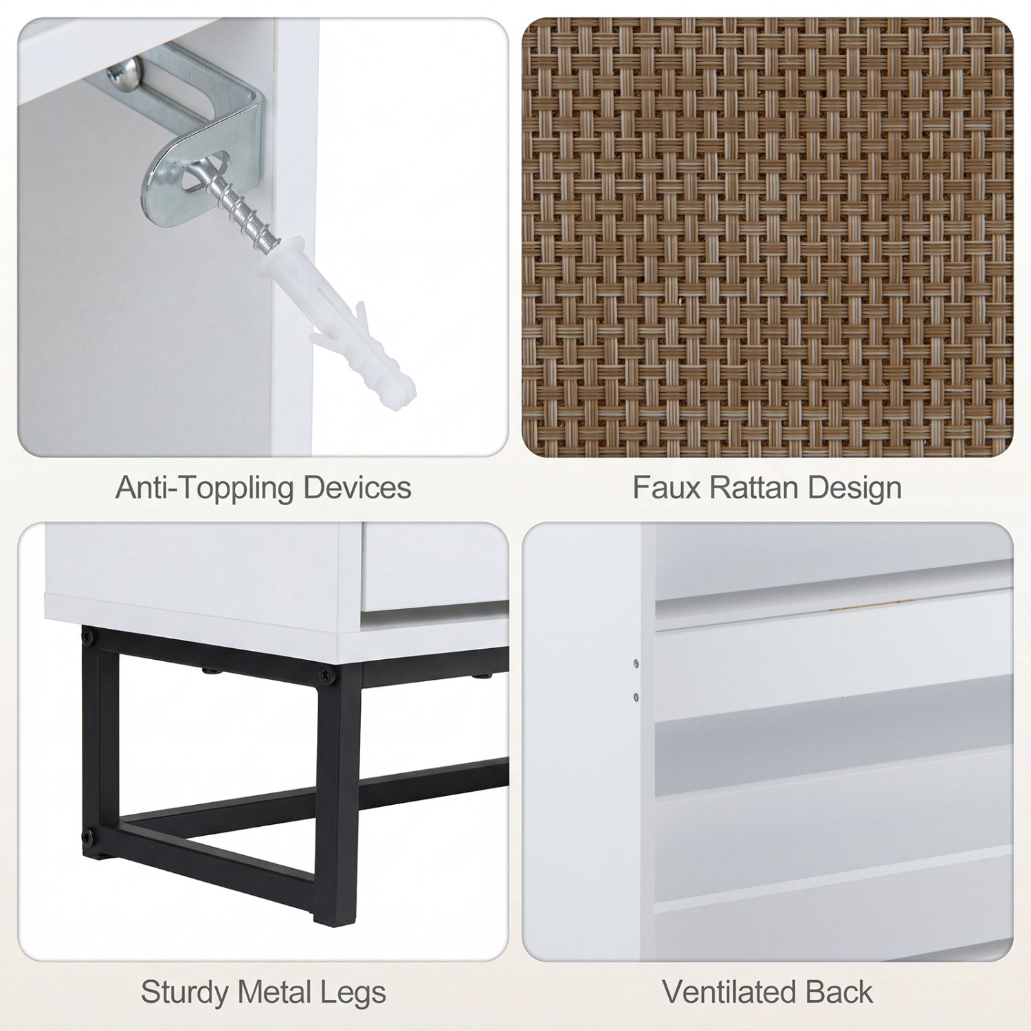 Narrow Shoe Storage Cabinet with 2 Flip Drawers and Adjustable Shelves-White