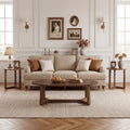 Nesting Coffee Table Set of 3 with Wood Veneered Top and Solid Rubber Wood Legs for Living Room-Walnut