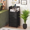Nightstand with Integrated Charging Station 34" Modern Bedside Table-Black