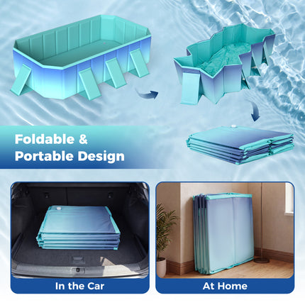 Non-Inflatable Swimming Pool Portable Around Ground Pool with 8 Support Panels-Gradient