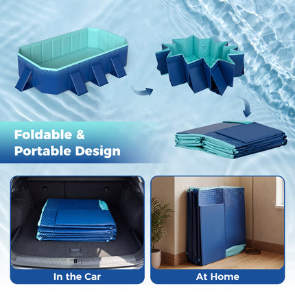 Non-Inflatable Swimming Pool Portable Around Ground Pool with 24 Wall Panels-Navy