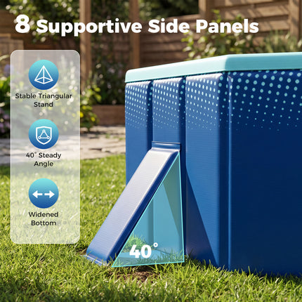 Non-Inflatable Swimming Pool Portable Around Ground Pool with 24 Wall Panels-Navy