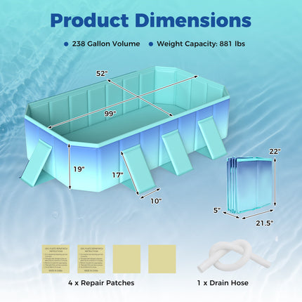 Non-Inflatable Swimming Pool Portable Around Ground Pool with 24 Wall Panels-Gradient