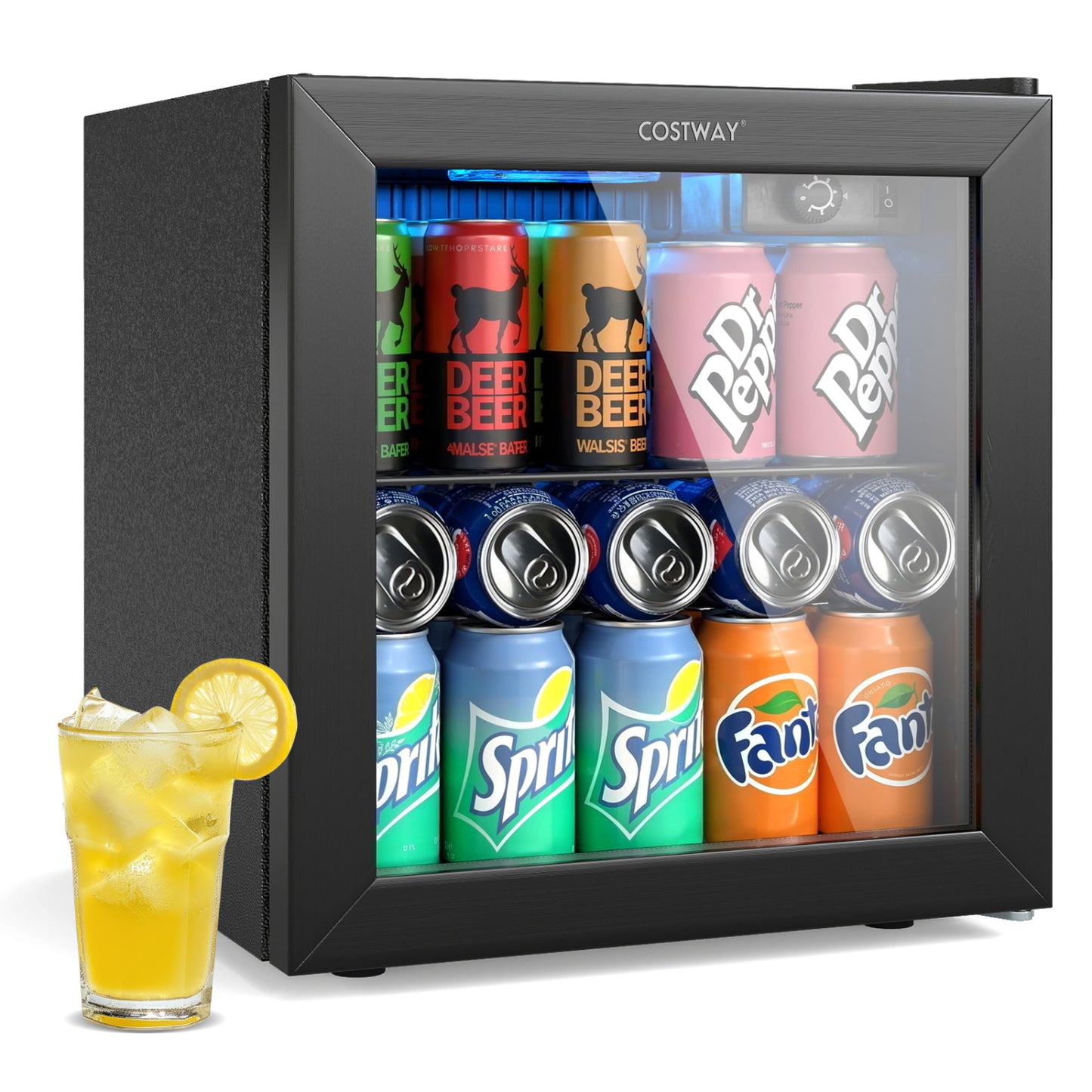 Nugget Ice Maker and Beverage Cooler Combo with Chewable Ice and Compact Drink Storage