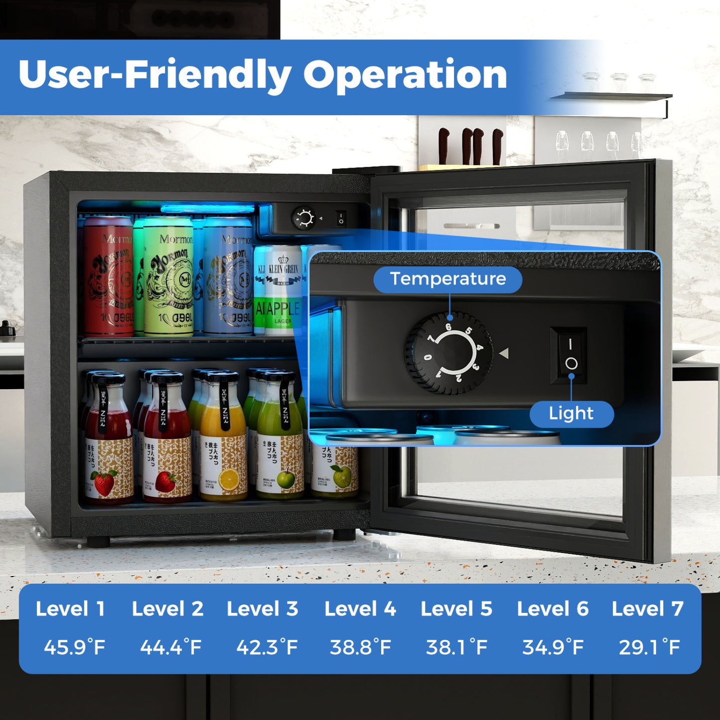 Nugget Ice Maker and Beverage Cooler Combo with Chewable Ice and Compact Drink Storage