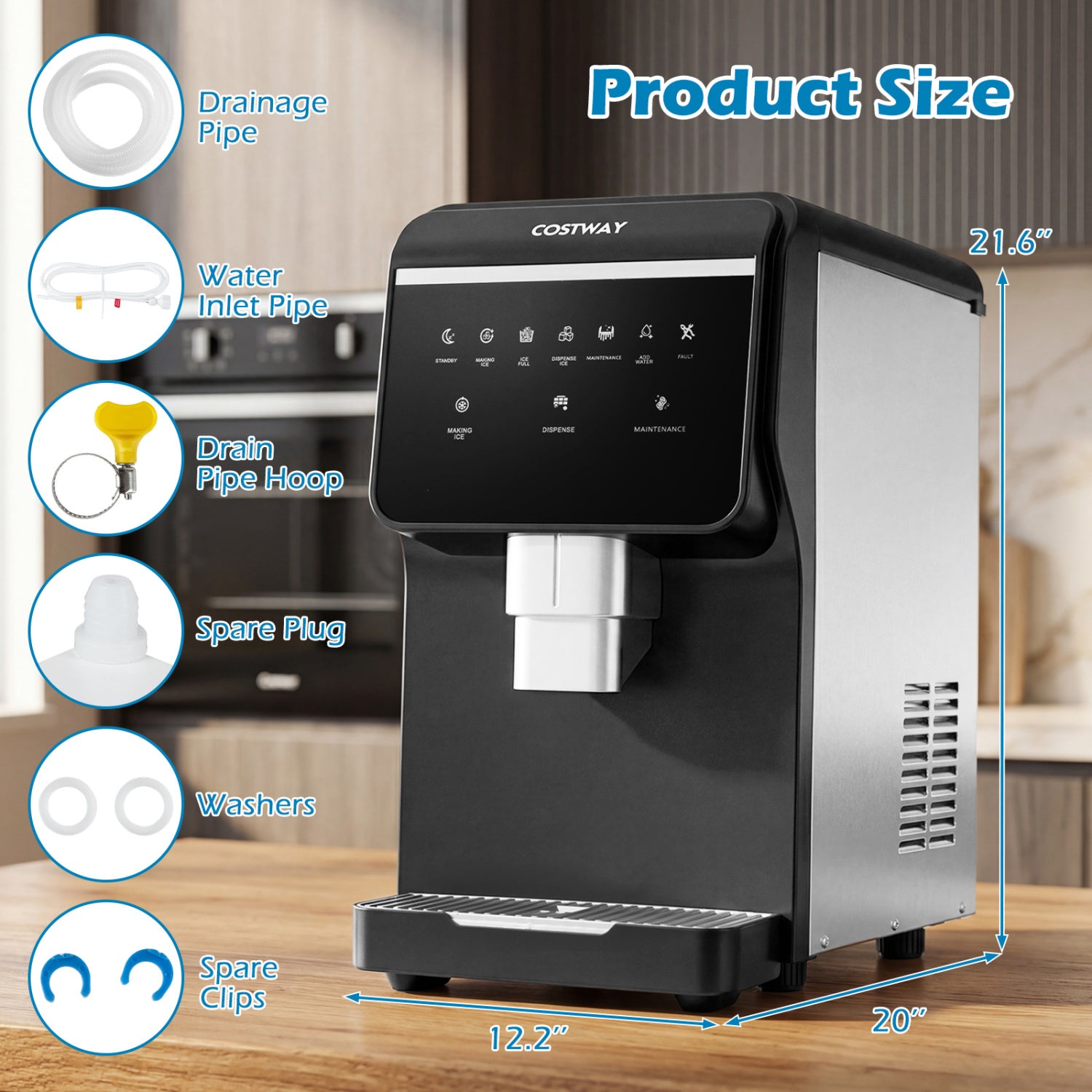 Nugget Ice Maker with Self Dispensing 80 LBS Per Day Chewable Pellet Ice Machine