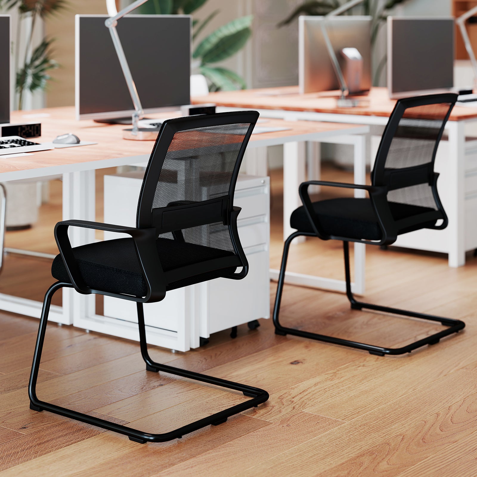 Office Guest Chair with Lumbar Support for Waiting Room-2 Pieces