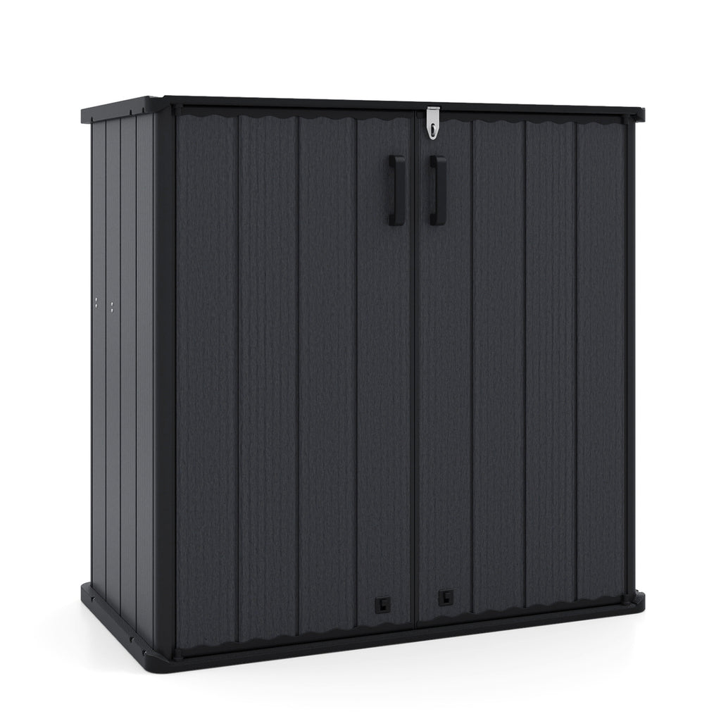 Outdoor 23.5 Cu.ft All-Weather Storage Box with Floor Lockable Door-Black
