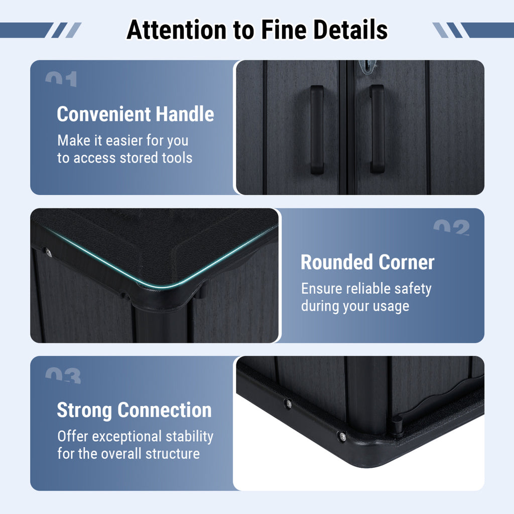 Outdoor 23.5 Cu.ft All-Weather Storage Box with Floor Lockable Door-Black