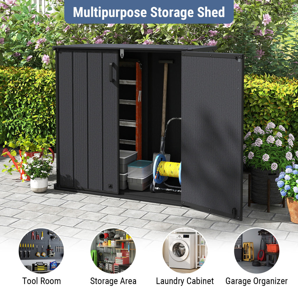 Outdoor 23.5 Cu.ft All-Weather Storage Box with Floor Lockable Door-Black