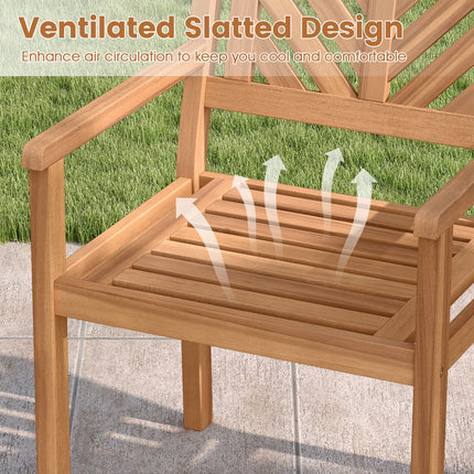 Outdoor Acacia Wood Patio Dining Chairs Garden Seating Chairs with 400 lbs Capacity-Set of 2