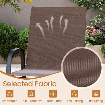 Outdoor Bar Stools Set of 2 29 Inch Fabric Bar Height Stools with Armrests-Brown