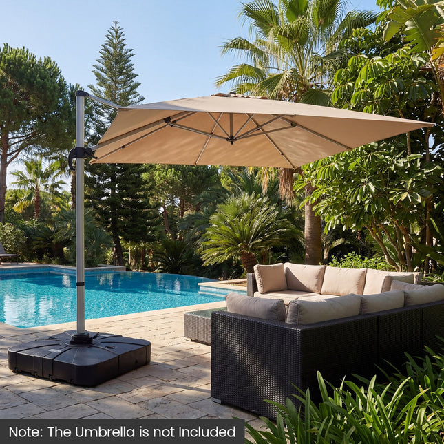 Outdoor Cantilever Umbrella Base Square Water and Sand Fillable Base-35 Inches