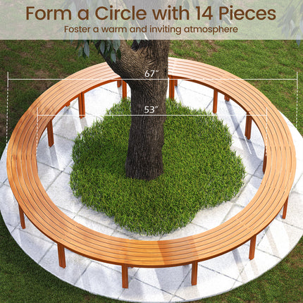 Outdoor Curved Acacia  Wood Bench Set of 2/3/4 for Front Porch-4