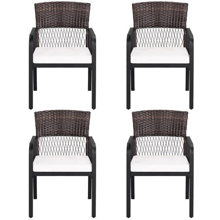 Outdoor Dining Chairs Set of 4 with Padded Cushion and Adjustable Feet for Patio-Beige