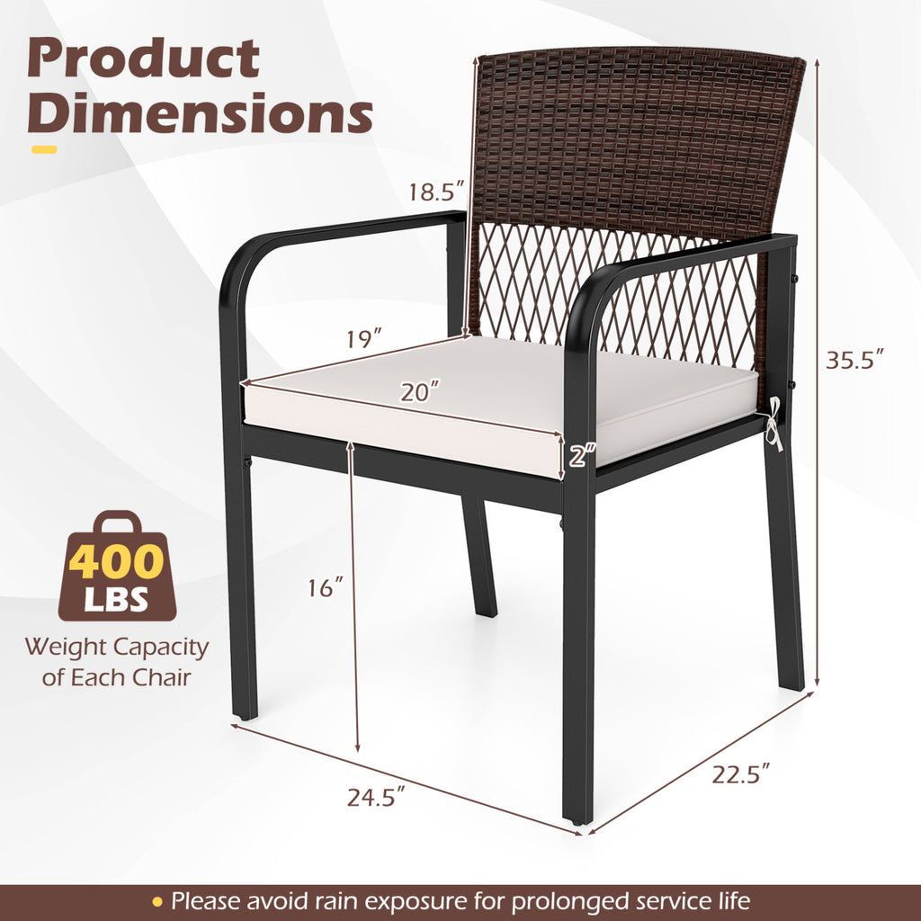 Outdoor Dining Chairs Set of 4 with Padded Cushion and Adjustable Feet for Patio-Beige