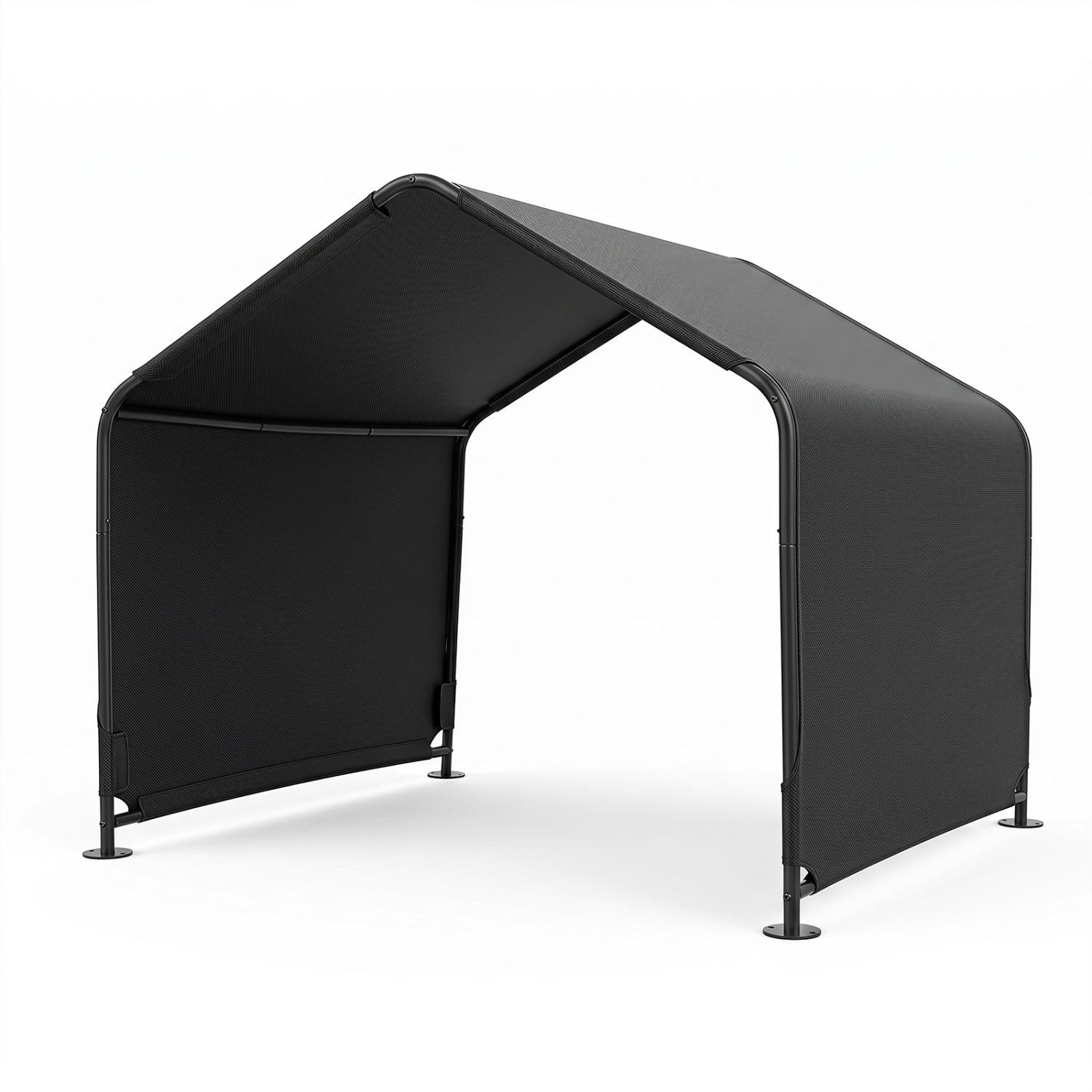 Outdoor Dog Shade Shelter with Waterproof Roof and Ground Stakes for Deck-Black