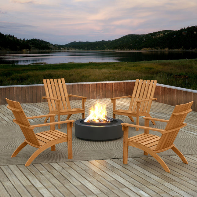 Outdoor Durable Patio Acacia Wood Adirondack Lounge Armchair-Natural